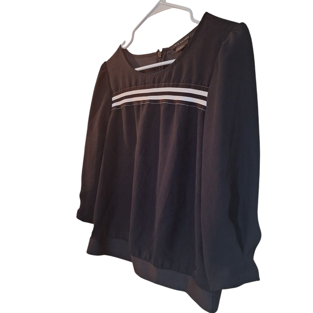 Armani Exchange Black and White Boxy Blouse.